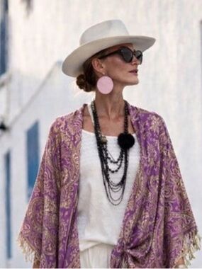 🪻🌸Bohemian paisley metallic fusion fringe scarf🌸🪻